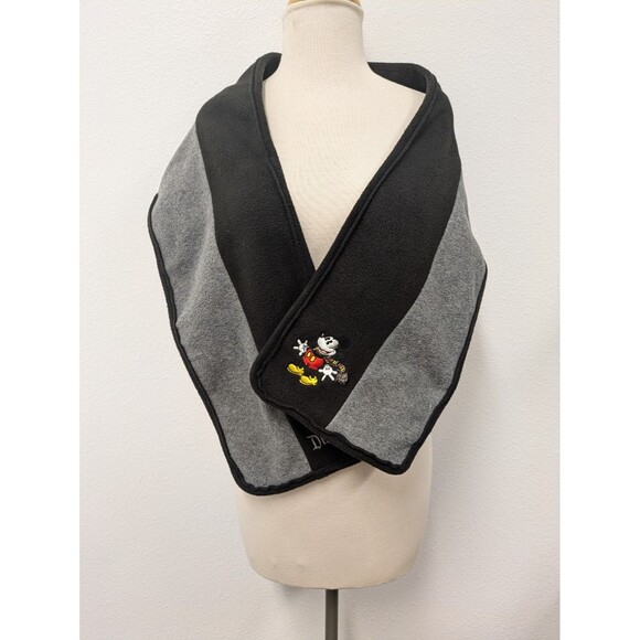 Vintage Disneyland Black/Gray Mickey Mouse Fleece Scarf Shawl One Size - Picture 5 of 7